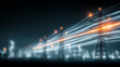 © Rosi - Electric transmission towers with flowing energy lines representing power distribution grid infrastructure and modern electricity supply systems.