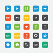 © Davida - Collection of various colorful media control buttons and symbols, on a gray background