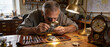 © Anik - Master Watchmaker Repairing Vintage Mechanical Timepiece in Traditional Workshop with Precision Tools and Magnifying Glass, Showcasing Horology Craftsmanship, Expertise, and Meticulous Detail.