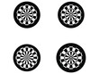 © Raza - Dartboard target game outline icon set with dart sport competition symbols