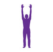 © MOHIBULLA - Purple silhouette of a man standing with arms raised upwards in celebration or surrender isolated on white background