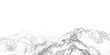 © GraphixEra - Detailed hand drawn pencil sketch mountain range landscape vector illustration with rugged peaks and white background for creative design