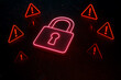 © Tanu - Advanced virtual data protection system illustration with luminous red padlock symbolizing digital security defense