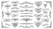 © naufal - Set of black vintage calligraphic ornaments with elegant swirls and decorative filigree dividers on white background, concept for luxury invitation, wedding stationery and brand identity
