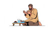 © ALLOEDOEWW - Man holding a bowl of hot soup with steam rising, indicating a comforting and warm meal