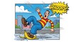 © Rowi - Man slips on banana peel comic illustration concept of mistake accident