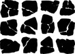 © Bulbul - Black Cracked Stone Shapes Isolated White Background Abstract Texture rock broken