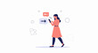 © Savira - Woman using smartphone for messaging and communication with chat bubbles