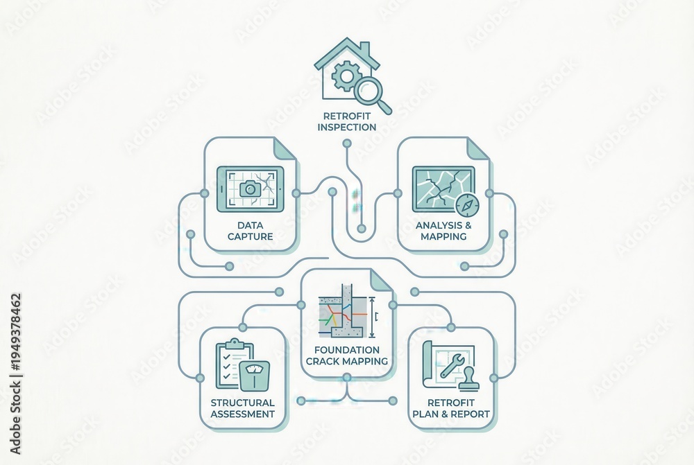 Structural Inspection Flow Comprehensive analysis flowchart illustrating retrofit inspection ...