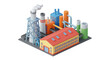 © Jmotor - Modern industrial factory building with smokestacks and pipes.