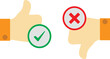 © zura - Thumbs Up and Down with Checkmark and Cross Icons