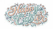 © jamal - Charming hand drawn 'happy easter' typographic design featuring adorable bunnies delicate flowers and festive eggs evoking a joyful spring