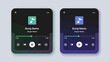 © Iconhub - Two mobile phone screen mockups display a music player interface with varying color schemes showcasing song details and playback controls high quality professional detailed modern elegant