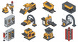 © Joko - Industrial Machinery and Equipment Set Isometric View.