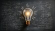 © Teerasak - Innovation & Science: Bright Idea Light Bulb on Chalkboard