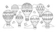 © MstBabli - Decorative hot air balloon line art with floral patterns spring summer coloring book vector design