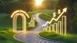 © sunny - Road leading to financial growth chart business success investment concept