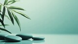 Zen Spa Meditation: Bamboo Leaf, Pebble Stones – Nature’s Calm Serenity, Minimalist Still Life