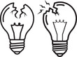 © RR Design - Broken light bulb icon silhouette symbol idea failure energy