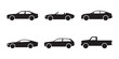 © Moni - Six different car silhouettes including sedan coupe convertible hatchback and pickup truck side view