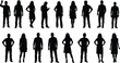 © Shahanaj - People standing silhouettes collection, men and women full body poses isolated, diverse human figures vector illustration set
