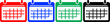 © Emongrapic - Four calendars in red blue green and black for planning or scheduling events
