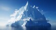 © Saya - Immense glacial formation rises sharply from calm ocean waters beneath a bright blue sky