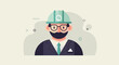 © Wahyu - Flat illustration of a professional wearing a hard hat, glasses, and suit