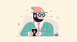 © Rasta - Stylish bearded man in a teal suit and pink hat, holding a smartphone