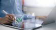 © Toowongsa - Business person using tablet with digital checklist interface and green check mark. Online task management quality control document verification workflow approval and business compliance concept