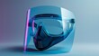 © RanaMuhammad - Futuristic safety face shield, protective eyewear, digital rendering, neon lighting, conceptual design