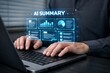 © VideoFlow - AI summary dashboard concept displayed above laptop keyboard interface. Ai generative