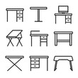 © Iryna - Minimalist desk icons: black line designs on gray background