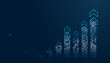 © Paradox-D - Multiple neon arrows point upward atop digital pillars, representing scaling technology in the Finance sector. and show This Business graphic features several upward trending arrows