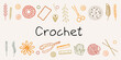 © Buddiswar - A colorful illustration depicting crochet tools and related floral motifs