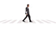 © Ljupco Smokovski - Full length profile shot of an unfortunate businessman walking at a zebra crossing in a ripped suit