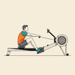 © Icha Arleza - Man Rowing Machine Workout: Fitness, Cardio Exercise, Healthy Lifestyle