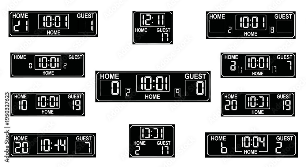 Sports Scoreboards Collection, Digital Displays, Game Time, Score ...