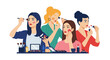 © Play - Diverse Women Applying Makeup Together, Beauty Routine, Cosmetics, Friendship, Self-Care