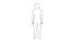 © Niloy MotionArts 3D7 - A simple minimalist line drawing depicts the full body outline of a standing human figure facing forward high quality