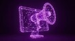 © Ray - A futuristic purple neon graphic of a megaphone emerging from a computer monitor against a dark background