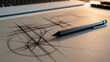© SCHRÖDER - Sharp pencil resting on hand-drawn architectural sketches bathed in warm golden backlight on a desk, evoking creativity and design