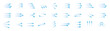 © Ira - Blue air flow arrows set, wind direction stream swirls, ventilation and cooling motion vector elements on transparent background