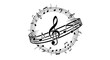 © christdian - Round musical notation frame with central G-clef symbol