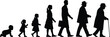 © Rohima - Silhouette of people walking in a line from childhood to adulthood