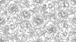 © Payu - Detailed floral pattern featuring peonies and intricate vines on a white background