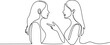 © MofajjolHossen - continuous single drawn one line two girlfriends talking hand-drawn picture silhouette. Line art. one line Icon drawing