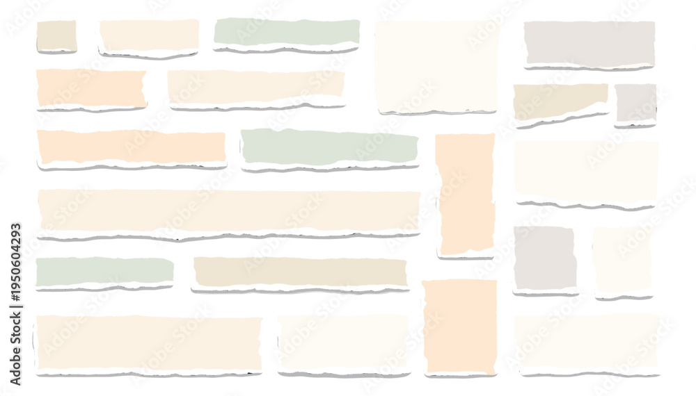 Pastel Ripped Paper Pastel torn paper collage strips, ripped scrapbook banners and craft ...
