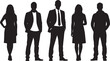 © prof.design - Silhouettes of a diverse professional business team, standing men and women in formal and smart casual attire, leadership, and success.