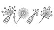 © Muaz - Festive celebration icons featuring sparkling champagne bottles and bright sparklers, perfect for New Year events, party designs, and joyful occasions